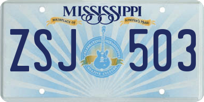 MS license plate ZSJ503