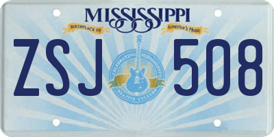 MS license plate ZSJ508