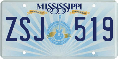 MS license plate ZSJ519