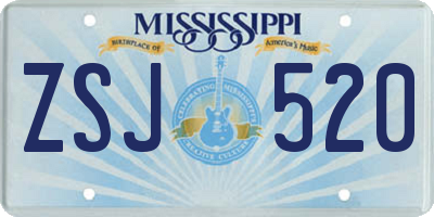 MS license plate ZSJ520
