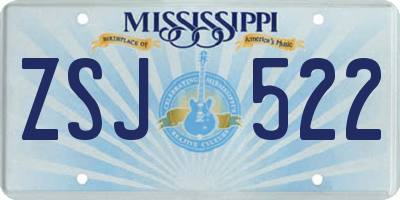 MS license plate ZSJ522