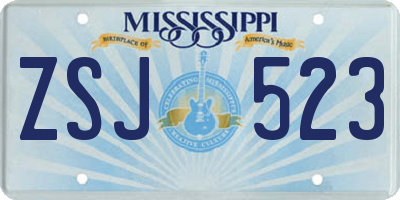 MS license plate ZSJ523