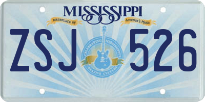 MS license plate ZSJ526