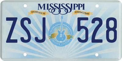 MS license plate ZSJ528
