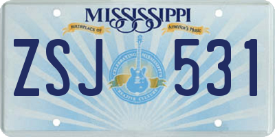 MS license plate ZSJ531