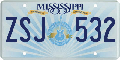 MS license plate ZSJ532