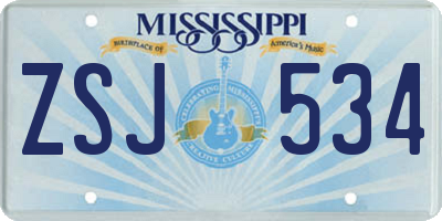 MS license plate ZSJ534
