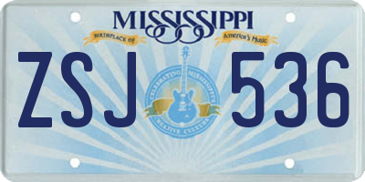 MS license plate ZSJ536