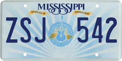 MS license plate ZSJ542