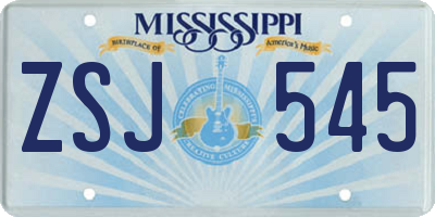 MS license plate ZSJ545