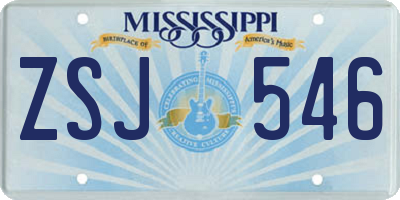 MS license plate ZSJ546