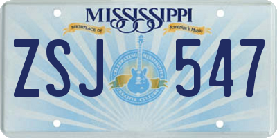 MS license plate ZSJ547