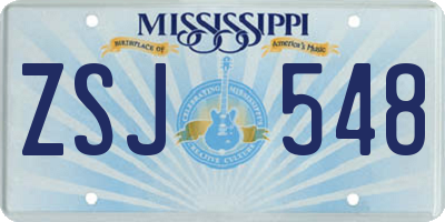 MS license plate ZSJ548
