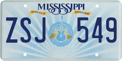 MS license plate ZSJ549