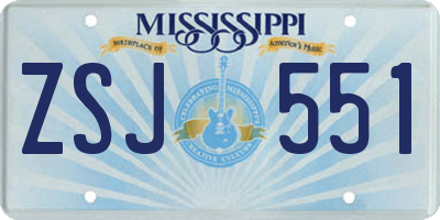 MS license plate ZSJ551