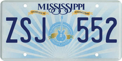 MS license plate ZSJ552