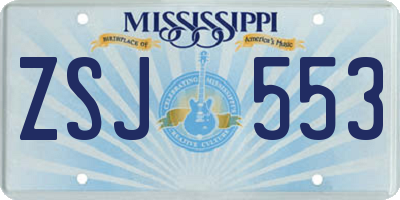 MS license plate ZSJ553