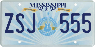 MS license plate ZSJ555