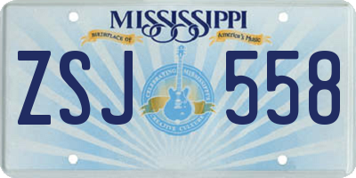 MS license plate ZSJ558