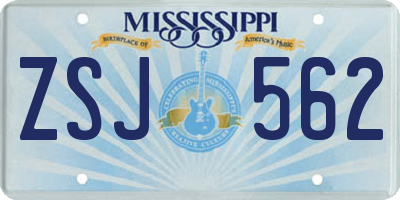 MS license plate ZSJ562