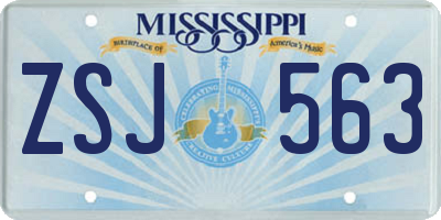 MS license plate ZSJ563