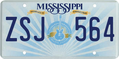 MS license plate ZSJ564