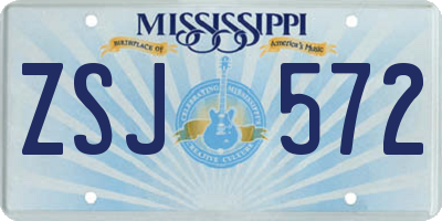 MS license plate ZSJ572