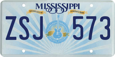 MS license plate ZSJ573