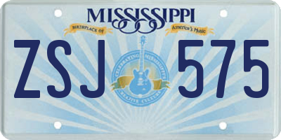 MS license plate ZSJ575