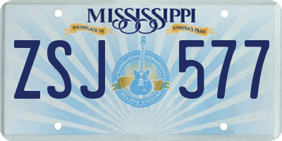 MS license plate ZSJ577
