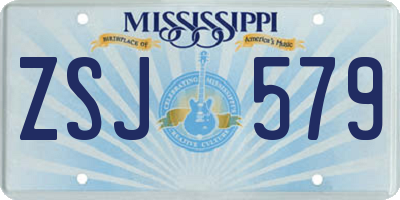 MS license plate ZSJ579