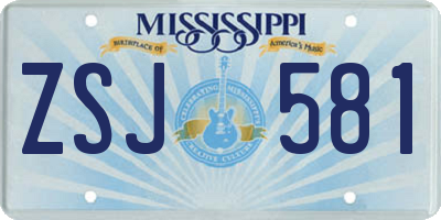 MS license plate ZSJ581
