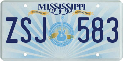 MS license plate ZSJ583