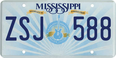 MS license plate ZSJ588