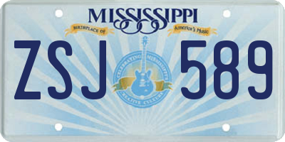 MS license plate ZSJ589