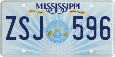 MS license plate ZSJ596