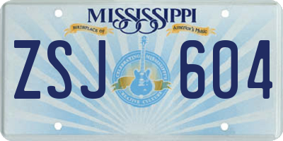 MS license plate ZSJ604