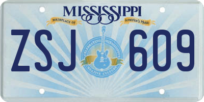 MS license plate ZSJ609
