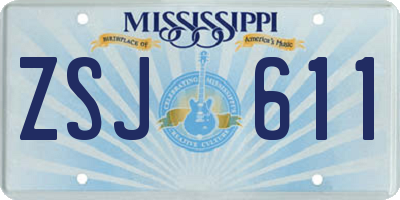 MS license plate ZSJ611