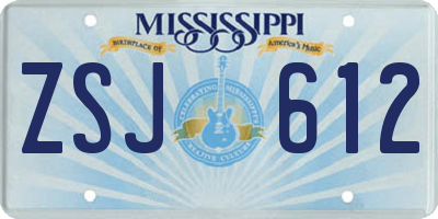 MS license plate ZSJ612