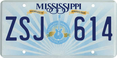 MS license plate ZSJ614