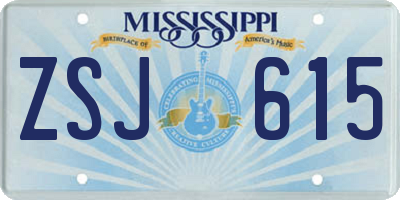 MS license plate ZSJ615