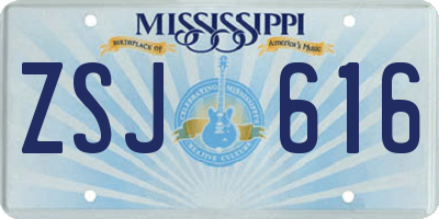 MS license plate ZSJ616