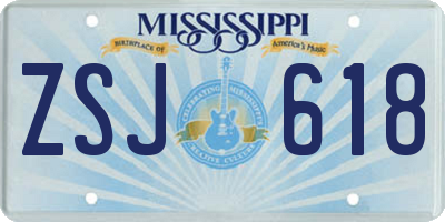 MS license plate ZSJ618