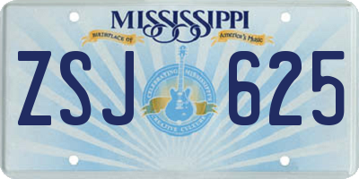 MS license plate ZSJ625