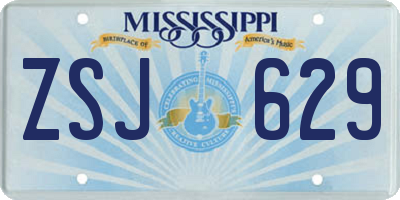 MS license plate ZSJ629