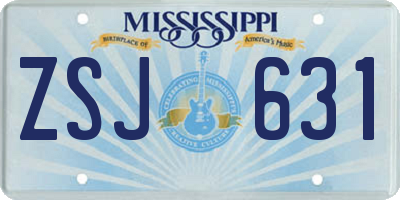MS license plate ZSJ631