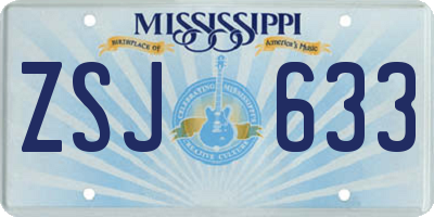 MS license plate ZSJ633