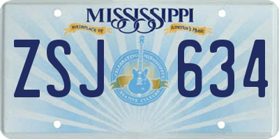 MS license plate ZSJ634