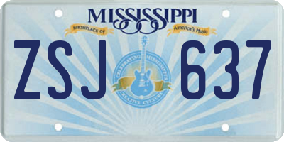 MS license plate ZSJ637